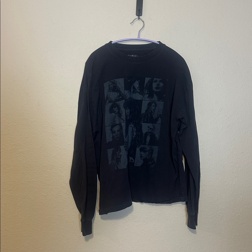 Taylor Swift The Eras Tour Unisex Long Sleeve Grey Black T-Shirt Size Medium